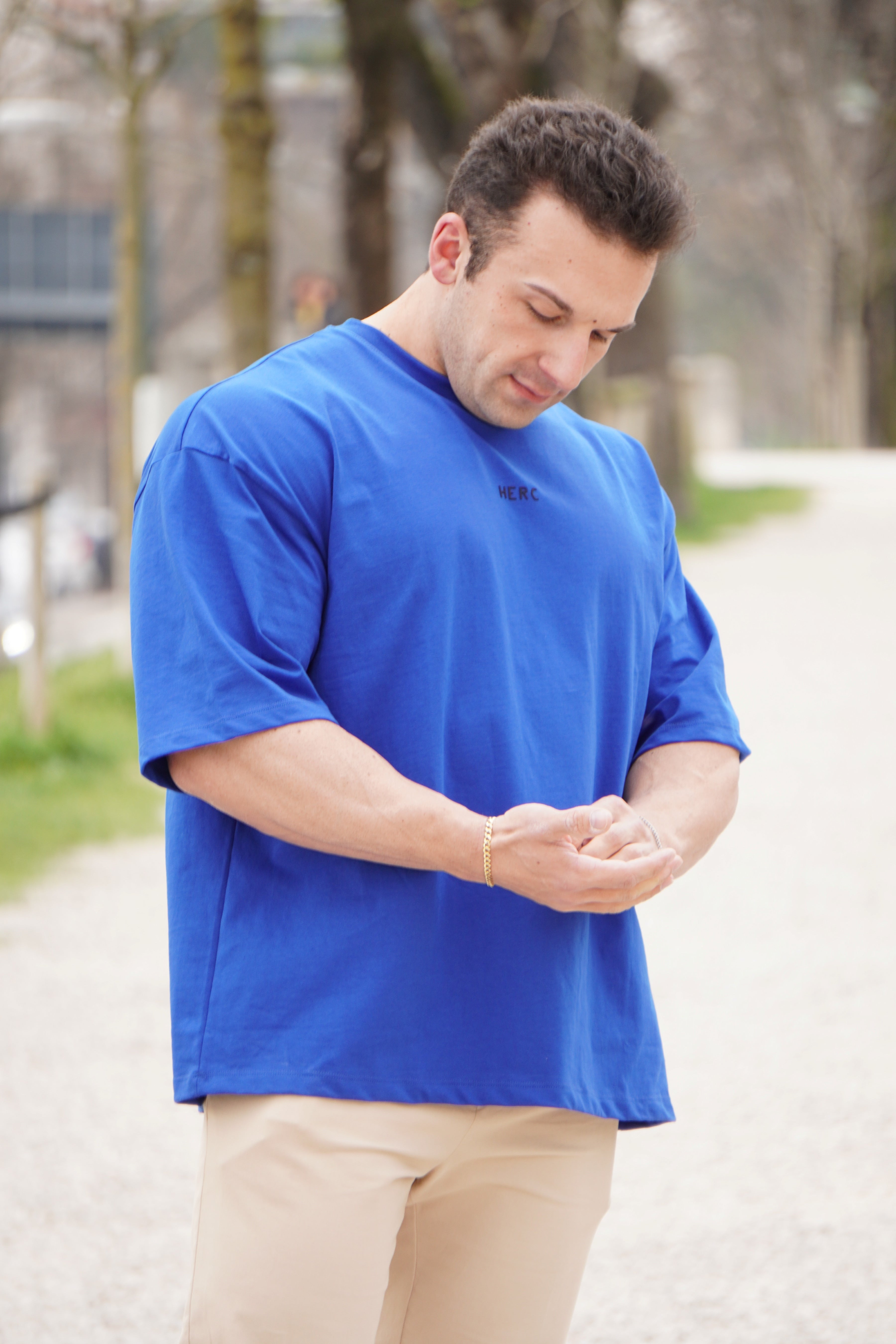 T-SHIRT LOGO OVERSIZE BLU ROYAL