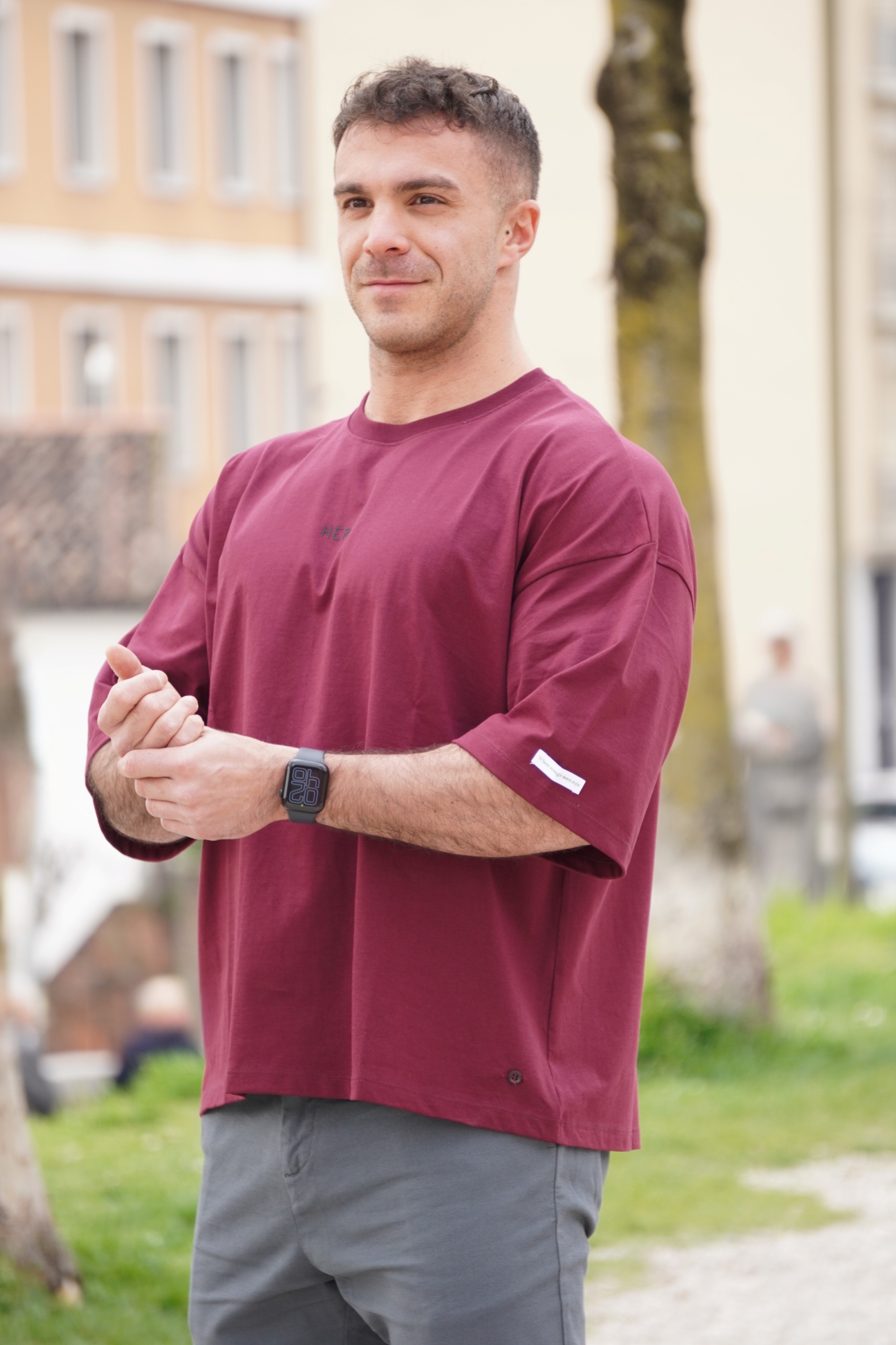 T-SHIRT LOGO OVERSIZE BORDEAUX